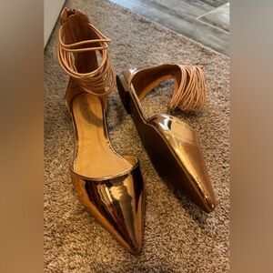 Liliana Rose Gold Pointed-Toe Flats